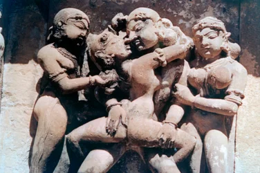 Erotisch Beeldhouwwerk, Khajuraho, India