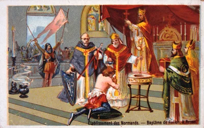 Vestiging van de Noormannen: Doop van Rollo in Rouen, 19e eeuw