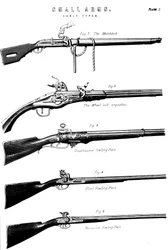 Voorbeelden van verschillende vuurwapenmechanismen, c1880