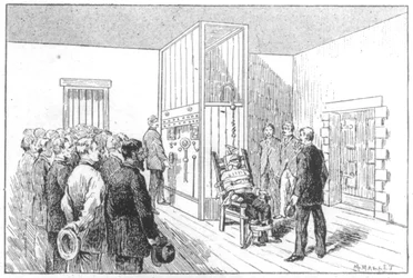 Executie van Kemmler, de eerste man die in de elektrische stoel stierf, VS, 6 augustus 1890