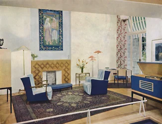 Tentoonstellingswoonkamer ontworpen door Esmé Gordon, A.R.I.B.A., A.R.I.A.S., c1945