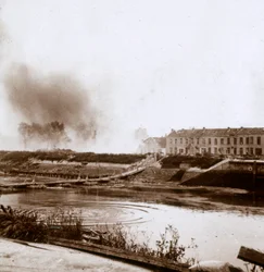 Explosie, Nieuwpoort, Vlaanderen, België, ca. 1914-ca. 1918