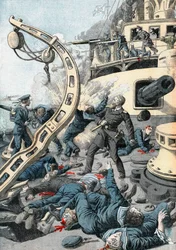 Explosie op een Russisch oorlogsschip, Russisch-Japanse Oorlog, 1904-5