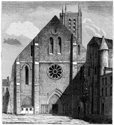 Façade van de oude kerk van de Abdij van Sainte-Geneviève, Parijs, Frankrijk, 1849