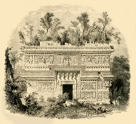 Façade van een inheems paleis in Yucatan, 1890
