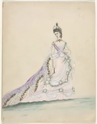 Mode Studie ontworpen voor Worth, 1870