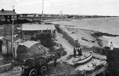 Felpham Beach, nabij Bognor Regis, West Sussex, begin 20e eeuw