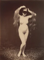 Vrouwelijk naakt met masker, ca. 1870
