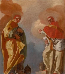 Figuurlijke scène (Twee pausen)
