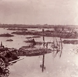 Overstroming, Vlaanderen, België, c1914-c1918