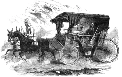 Florence Nightingale in haar koets op de Krim, 1856