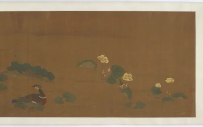 Bloemen, eenden en kwartels