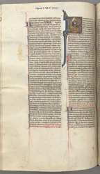 Fol. 214v, Psalm 1, gehistorieerde initiaal 8, David spelend op de harp, ca. 1275-1300