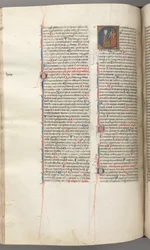 Fol. 227v, Psalm 80, gehistorieerde initiaal E, David slaat een beiaard van hel, c. 1275-1300