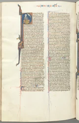 Fol. 458v, Titus, gehistorieerde initiaal P, Paulus zittend met een zwaard, ca. 1275-1300