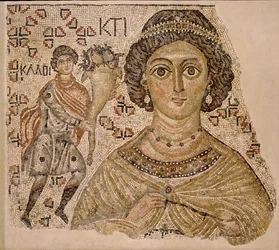 Fragment van een Vloermozaïek met een Personificatie van Ktisis, Byzantijns, 500-550
