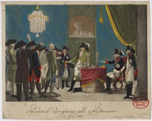 Frederik de Grote als vrijmetselaar in 1740