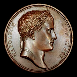 Franse bronzen medaillon met afbeelding van Napoleon