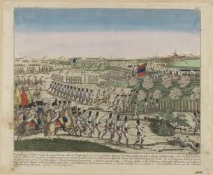 Franse en Russische troepen op de Zürichberg in de Eerste Slag bij Zürich, ca. 1810