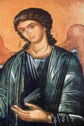 Fresco in het Aghios Andreas klooster op de berg Athos, Griekenland