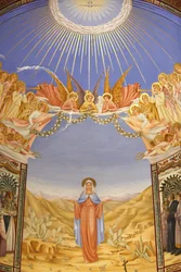 Fresco in de Visitatiekerk in Ein Kerem, Ein Kerem, Israël