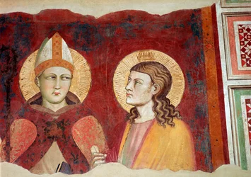 Fresco van een bisschop, 14e eeuw