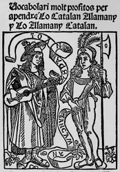 Frontispice van een Catalaans-Duits woordenboek gedateerd 1502, 1934