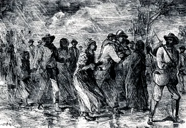 Vluchtende slaven op weg van Maryland naar Delaware via de Underground Railroad, 1850-1851