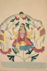 Gajalakshmi: Lakshmi met Olifanten, 1800s