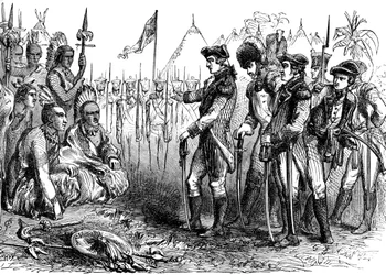 Generaal Burgoyne spreekt de Indianen toe, 1777 ca. 1880