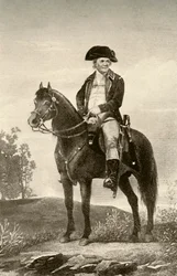 Generaal Israel Putnam, toont uniform van een Continentale soldaat, ca. 1770, 1937