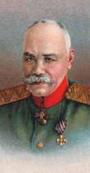 Generaal Mikhail Vasiliyevich Alekseyev 1857-1918, generaal van het keizerlijke Russische leger, 1917