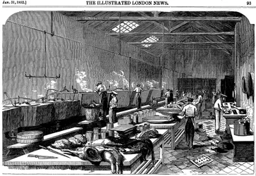 Algemeen overzicht van de keuken bij Richie & McCalls Cannery, Houndsditch, Londen, 1852