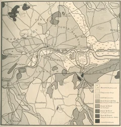 Geologische kaart van de locatie van Londen, 1908