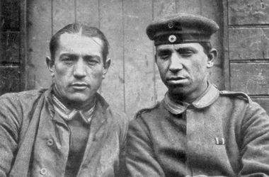 Duitse gevangenen genomen door Canadese troepen, Vimy, Frankrijk, Eerste Wereldoorlog, 1917