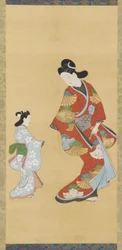 Meisje in scharlaken en gouden jurk met een kind, 1615-1868
