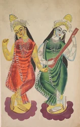 Goddesses Lakshmi en Sarasvati, 1800s