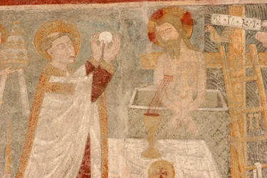Gressan Magdalena romaans kerk fresco, Gressan, Italië