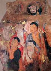 Groep monniken en Bodhisattva