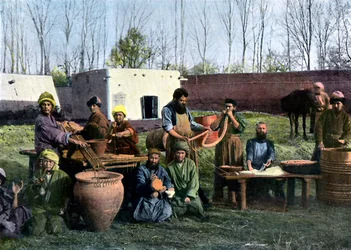Gut-dressing fabriek, Bukhara, Oezbekistan, ca. 1890