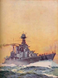HMS Hood werd neergelegd in 1916 en voltooid in 1920, 1937