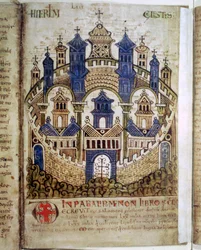 Hemels Jeruzalem, een pagina uit Liber Floridus, 12e eeuw
