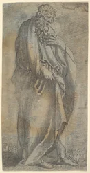 Zwaar gedrapeerde mannelijke figuur