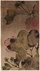 Hibiscusbloemen en bladeren, Edo-periode, 1615-1868
