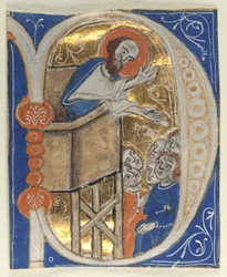 Geïllustreerde Initiaal Uitgesneden uit een Bijbel set van negen, 1200s