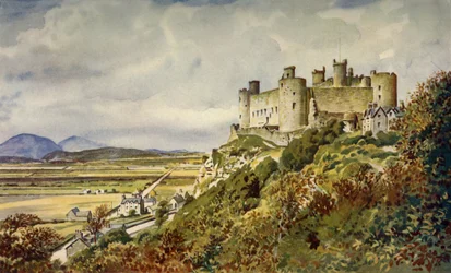 Historisch Harlech Castle, beroemd in Welsh lied, ca. 1948