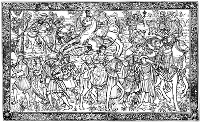 Historische en allegorische figuren, wandtapijt in Hampton Court Palace, Richmond, Londen, 1930