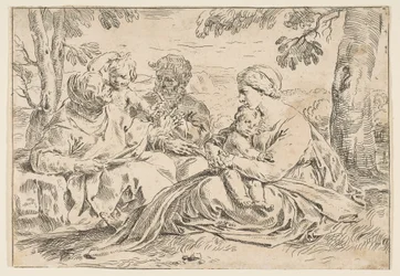 Heilige Familie met Sint Elizabeth en Sint Johannes de Doper, kopie in omgekeerde richting, ca. 1639 of later