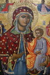 Heilig Grafkerk, de Grieks-orthodoxe katolikon, icoon van de Maagd Maria en kind, Jeruzalem, Israël
