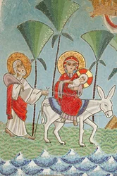 Heilige Maagd en Sint Jan Kame koptisch klooster icoon De heilige familie Egypte - Het Syrische Klooster